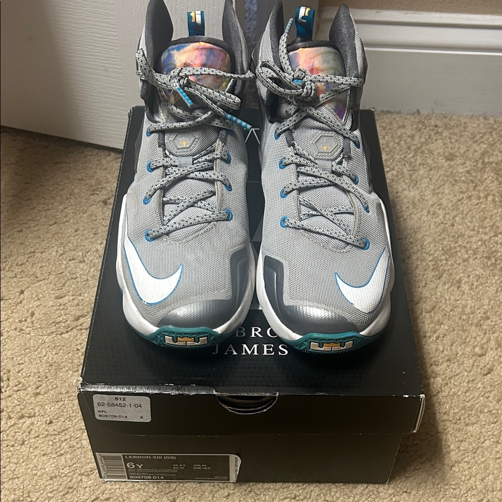 Nike Gray and Blue Kids Sneakers
